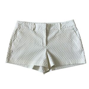 METAPHOR Off White Textured Trouser Shorts 12 Jacquard Preppy